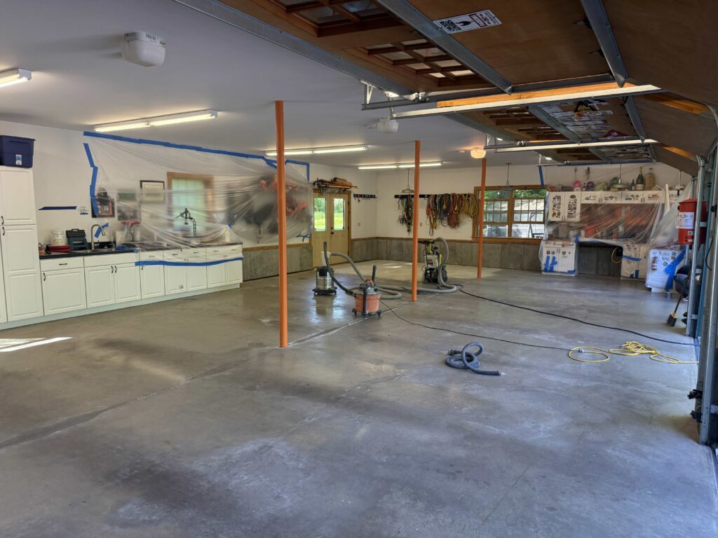Before garage floor coating job