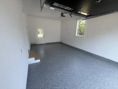one car after photo of garage floor coating in falmouth