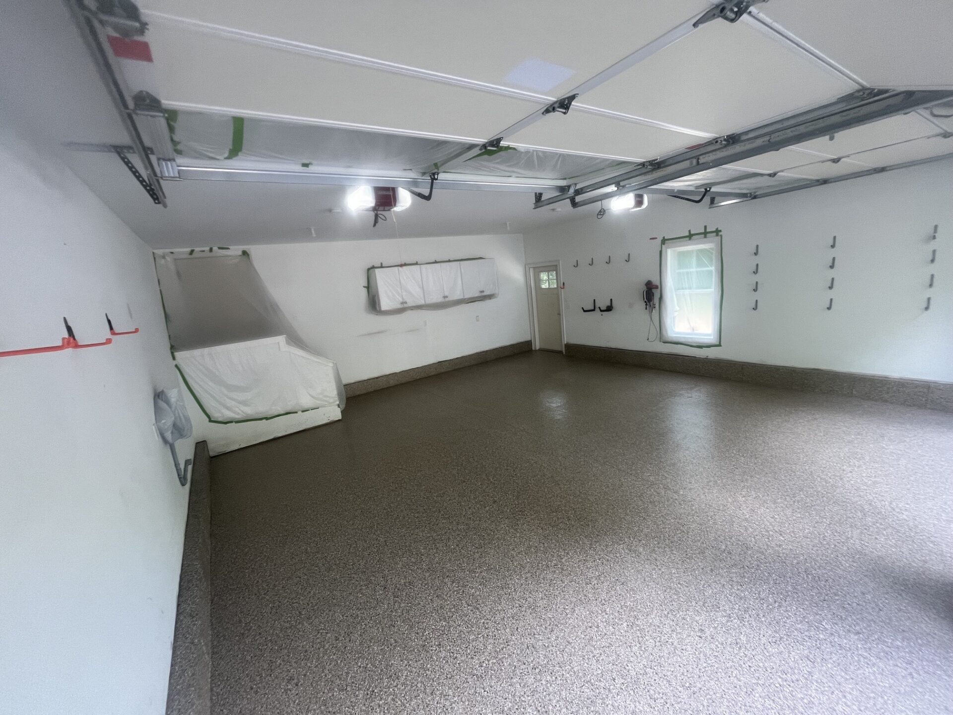 Taupe polyaspartic garage coating