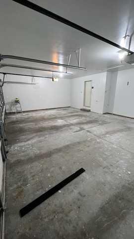Stained garage concrete floor