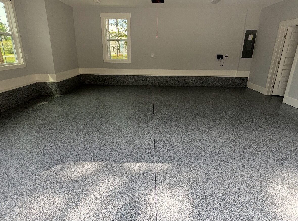 Blue Gray polyaspartic floor coating