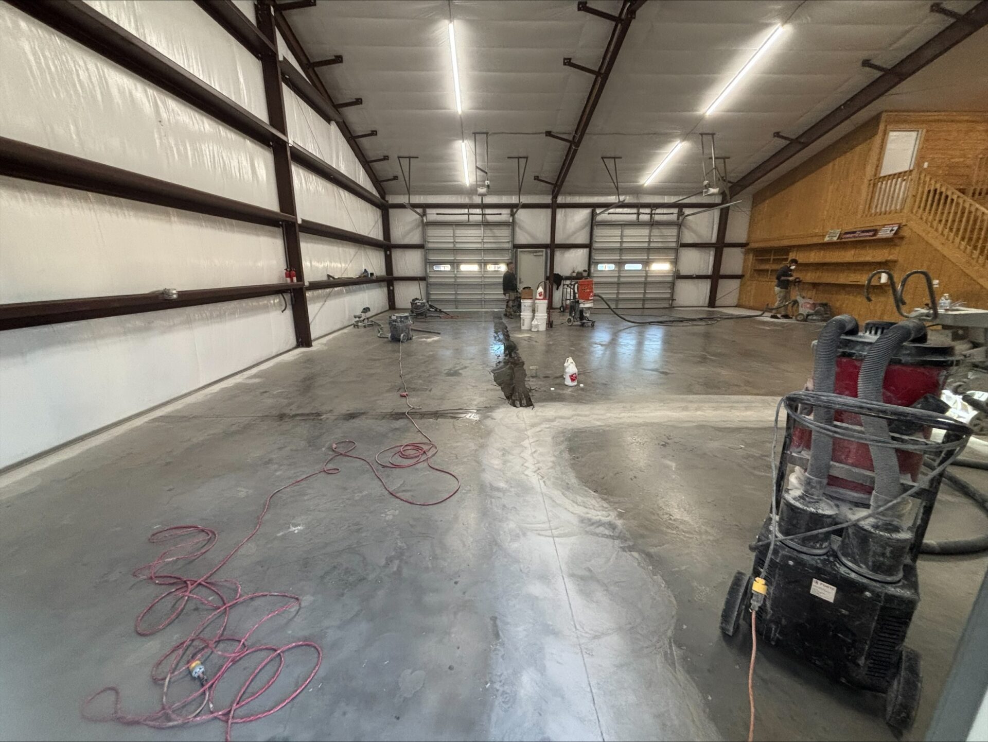 large garage with uncoated concrete