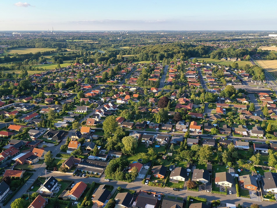 aerial view of a neighborhood
