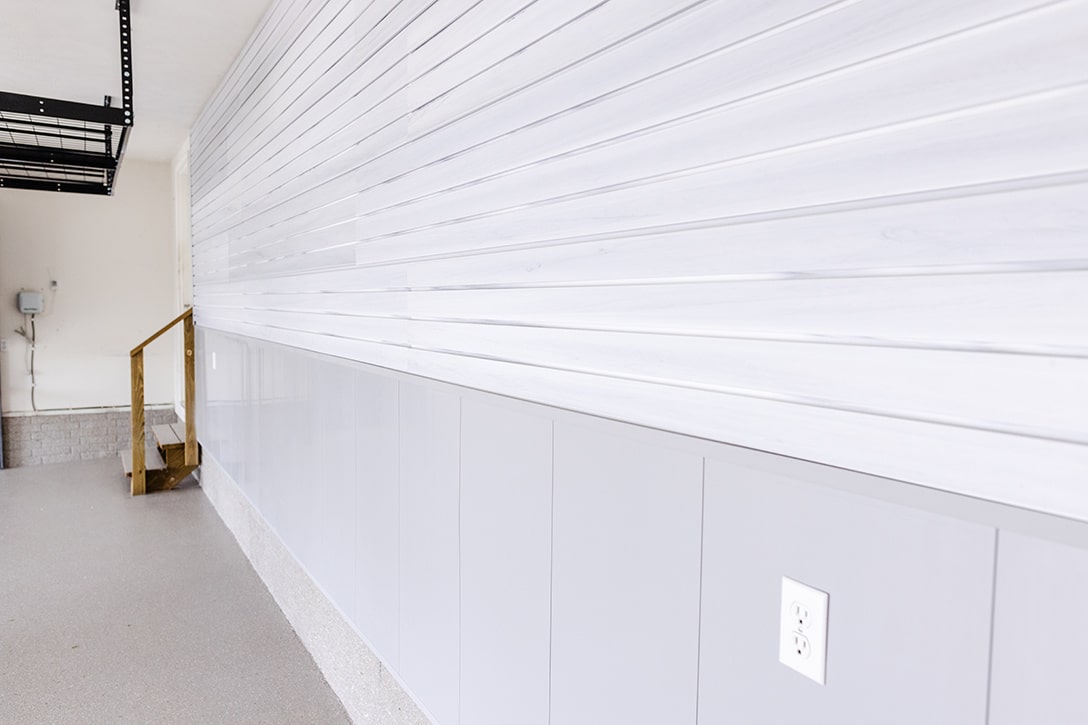Dural wall paneling installed in garage