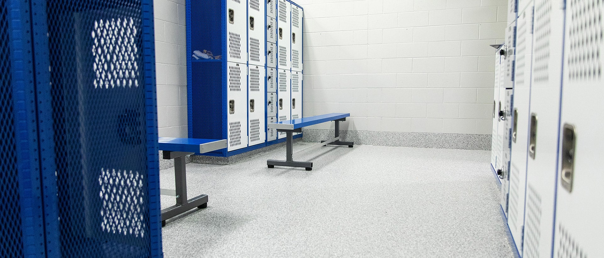 Commercial concrete flooring in locker