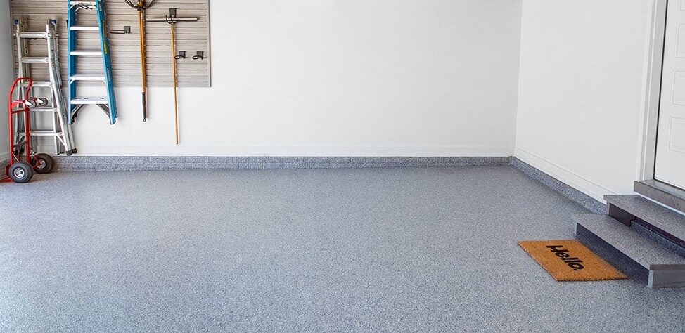 After epoxy coating applies to garage concrete floor