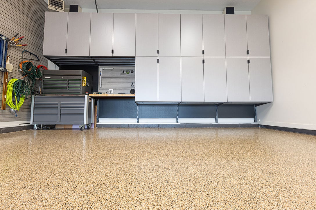 Floating storage units in garage