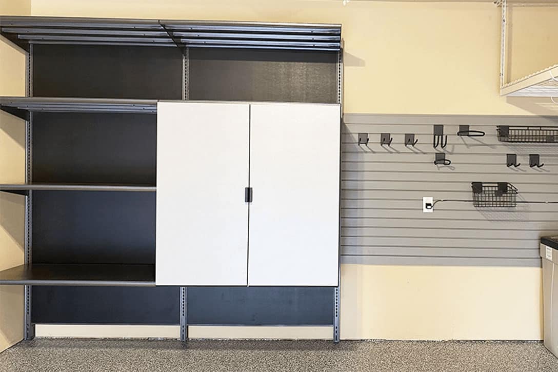 Gray storage unit in garage