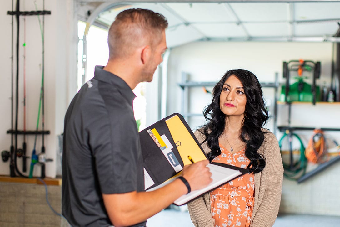 Technician and client