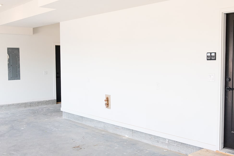 Garage before mudroom drop zone installation