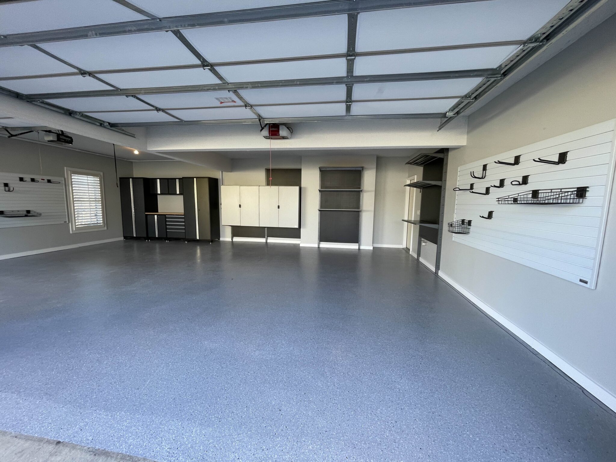 Full Garage Silver Floor and Storage Silver garage floor coating
