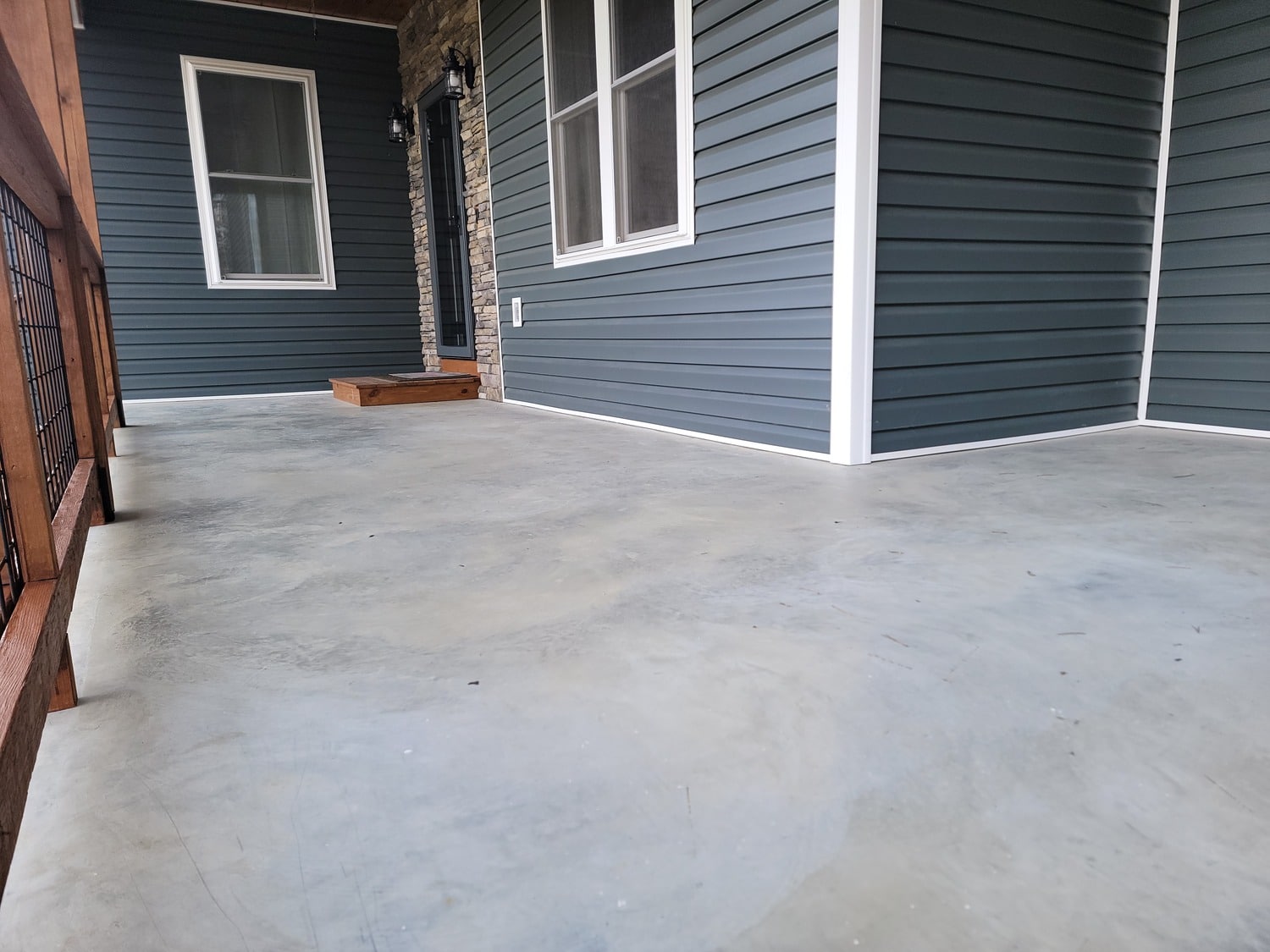 Back porch with bare concrete