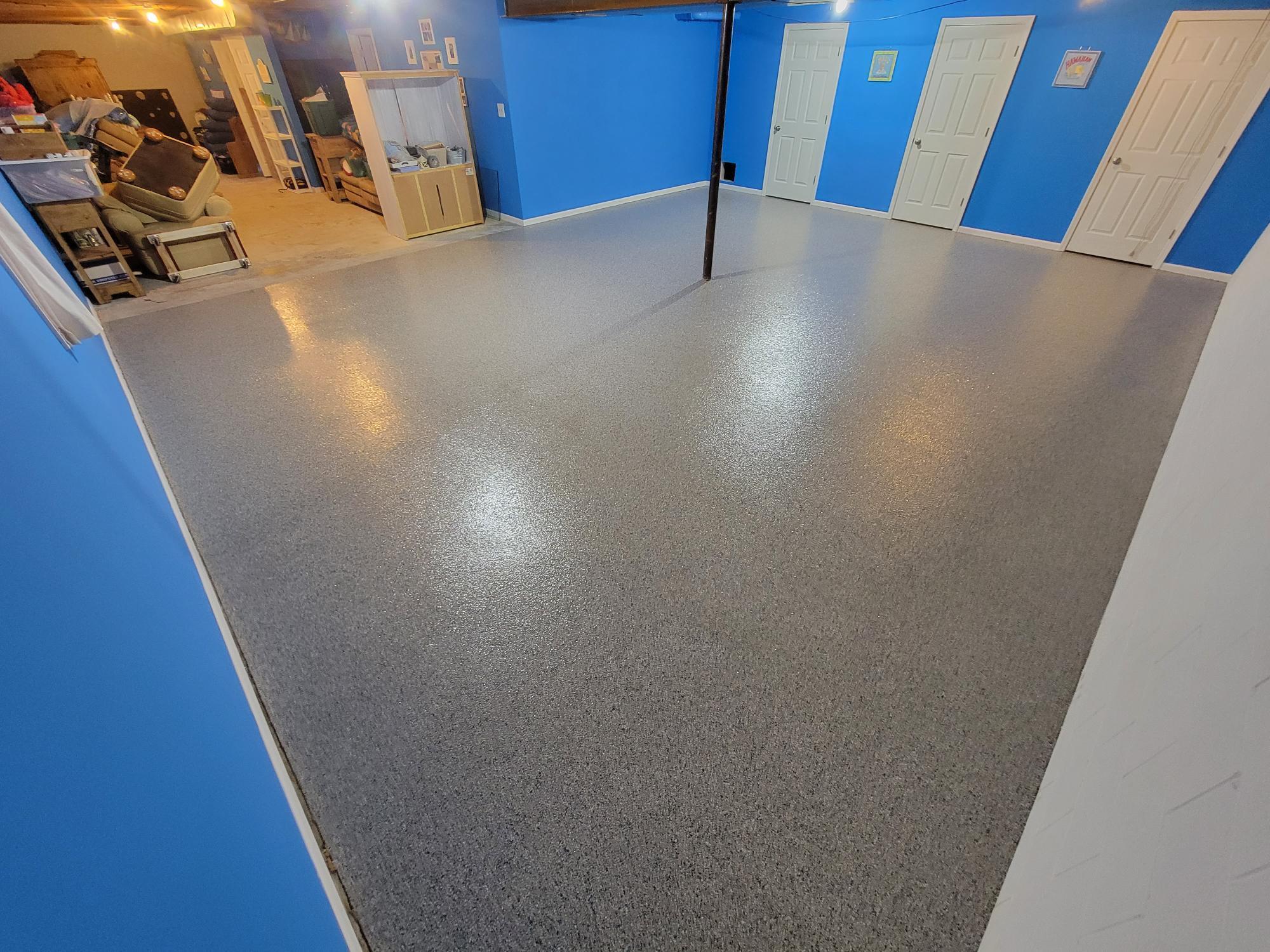 Polyaspartic basement floor coating