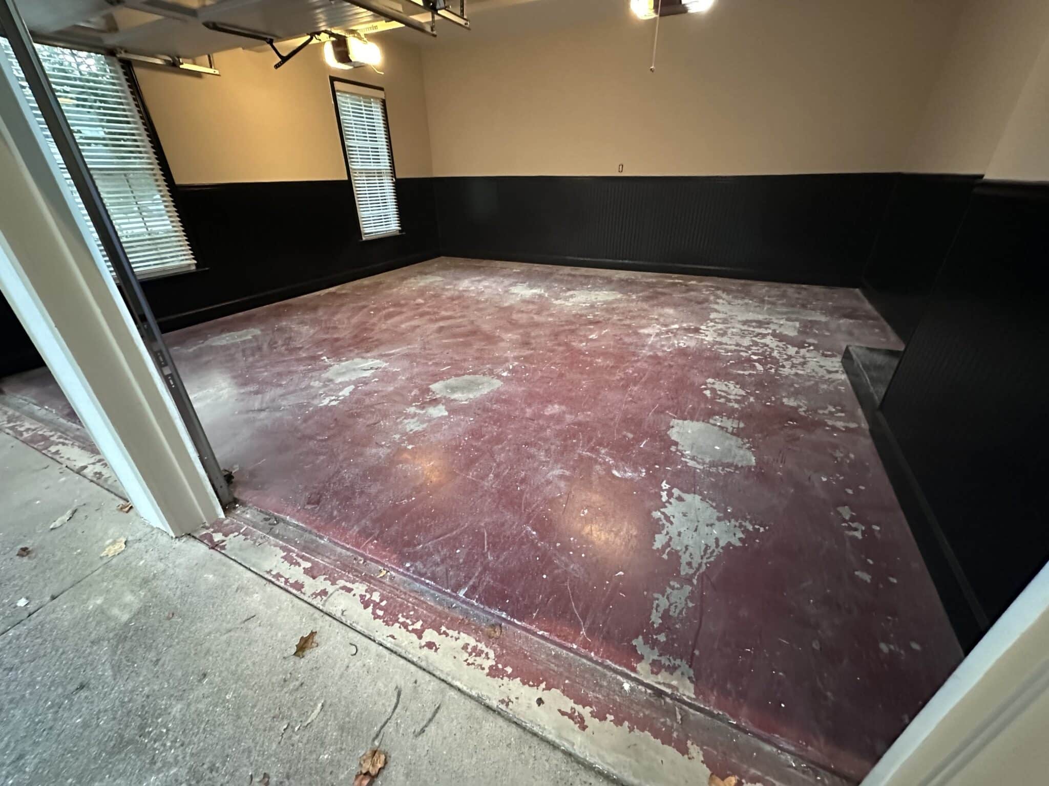 chipped garage painted floor
