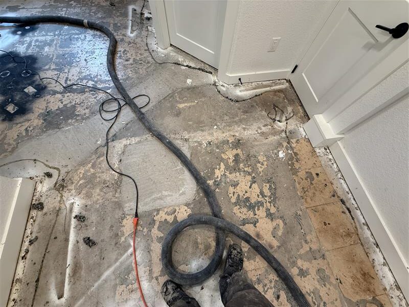 dirty stained basement floor