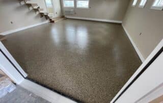 Basement with polyaspartic coating