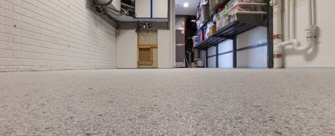 Storage room with polyaspartic coating