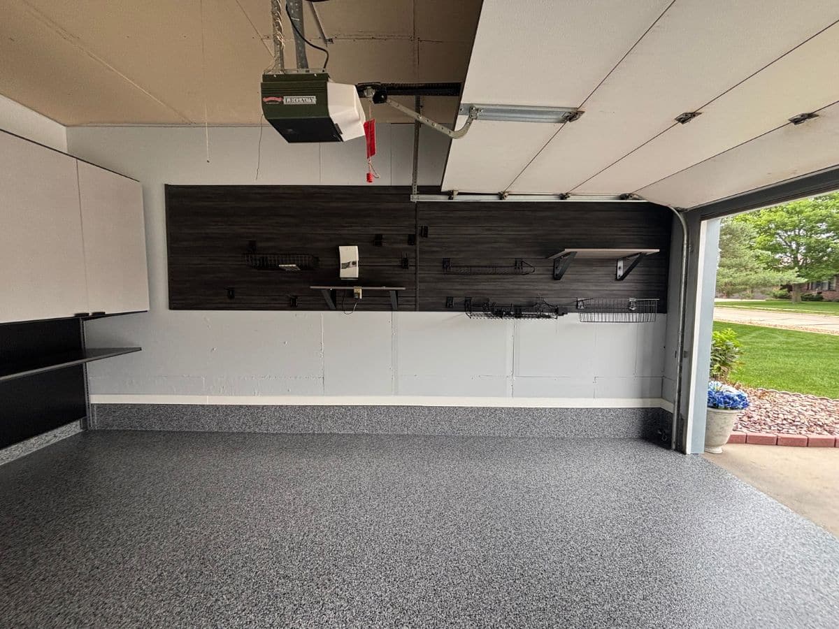 Garage flooring and slatwall