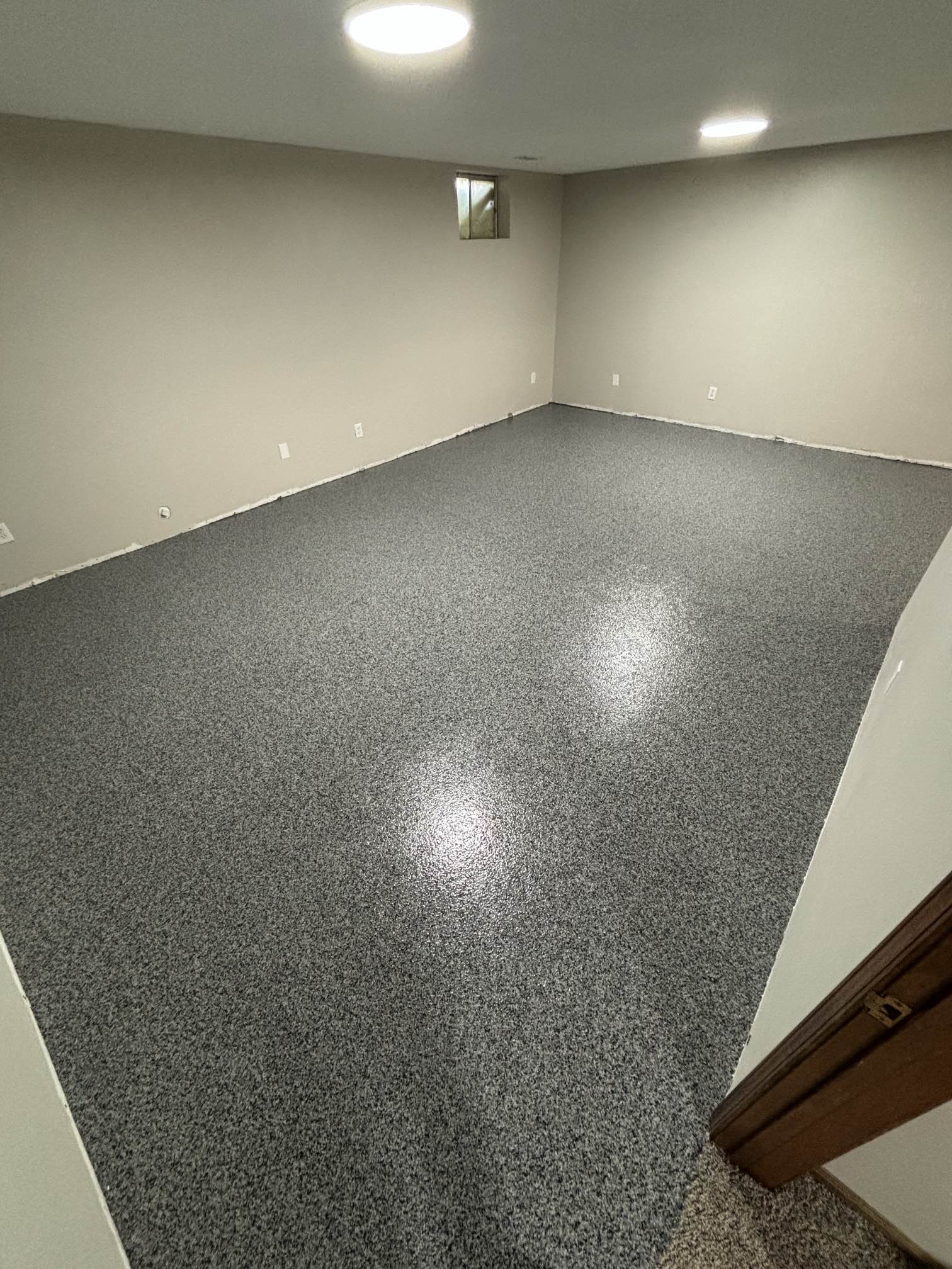 newly coated basement concrete